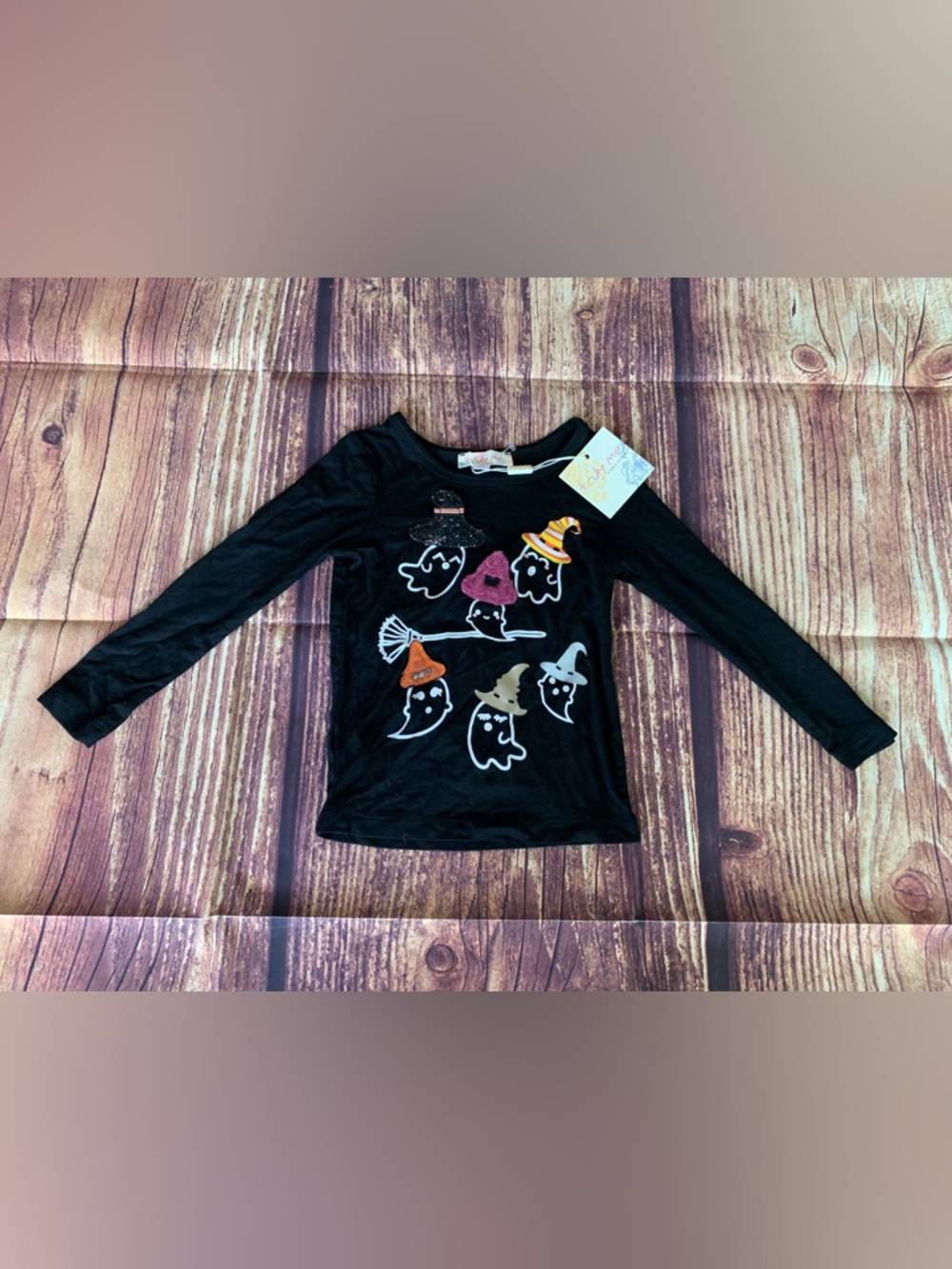 NWT Truly Me Toddler Girl’s Long Sleeve Halloween Ghosts Black Shirt Sz: 2T